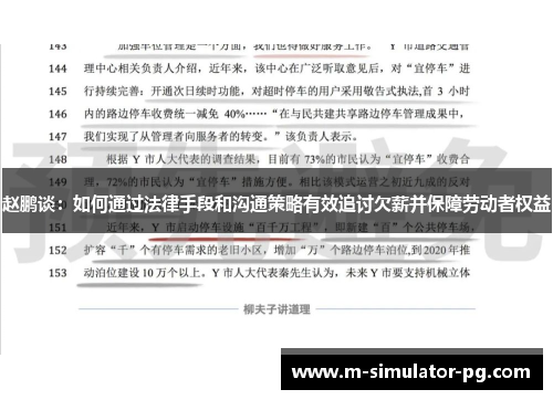 赵鹏谈：如何通过法律手段和沟通策略有效追讨欠薪并保障劳动者权益