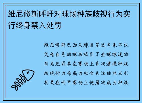 维尼修斯呼吁对球场种族歧视行为实行终身禁入处罚